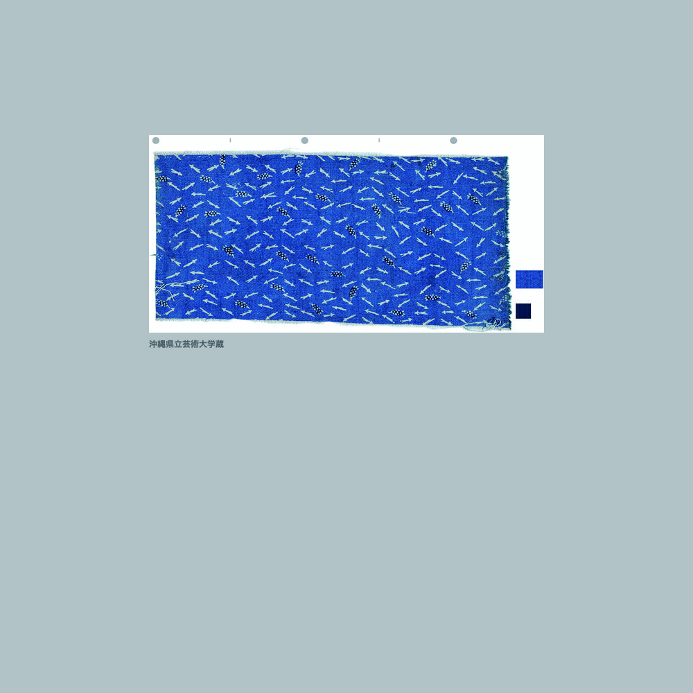 127 木綿深浅地松葉松毬模様藍型見本
