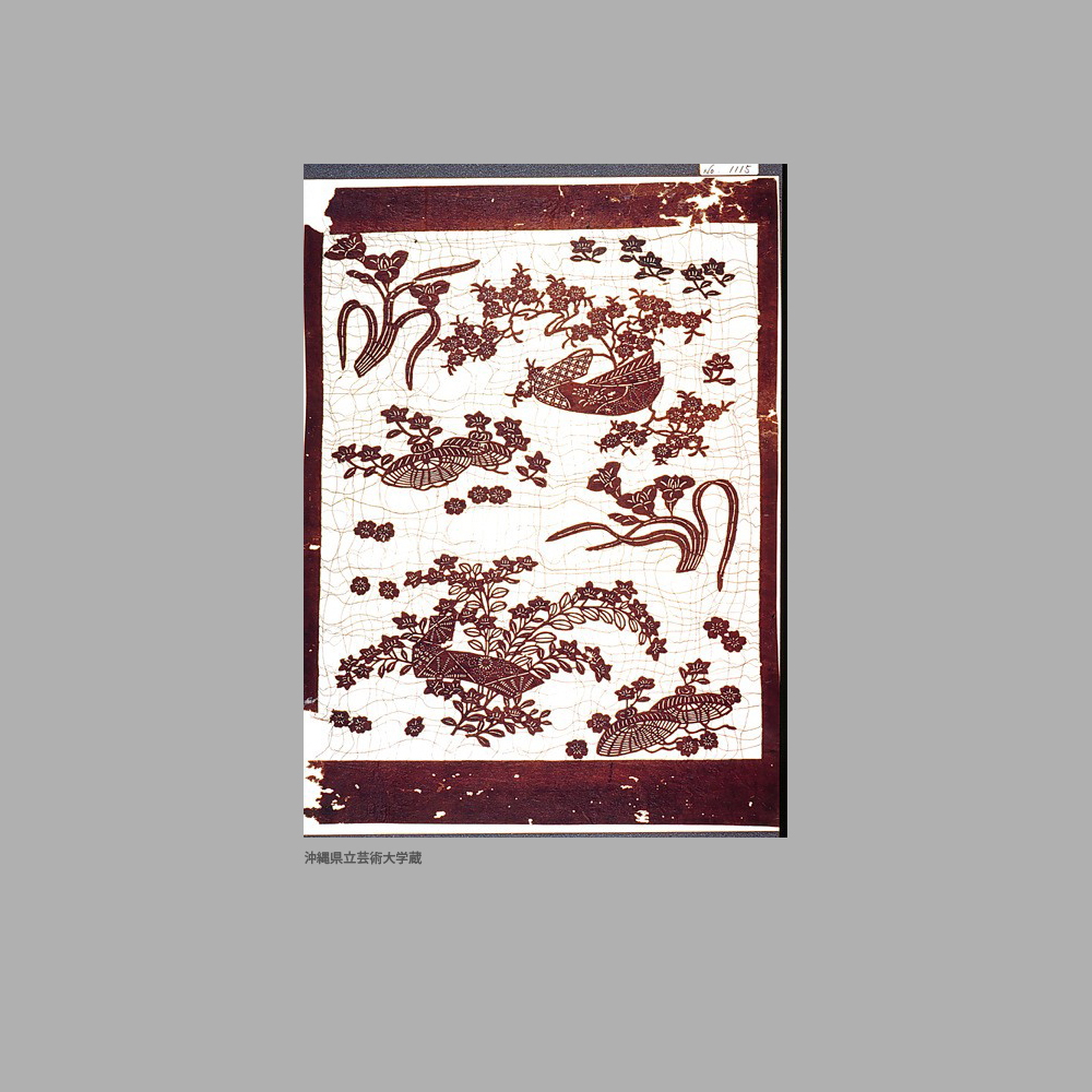 1115 UM4-091	笠桜菖蒲桔梗模様白地型紙