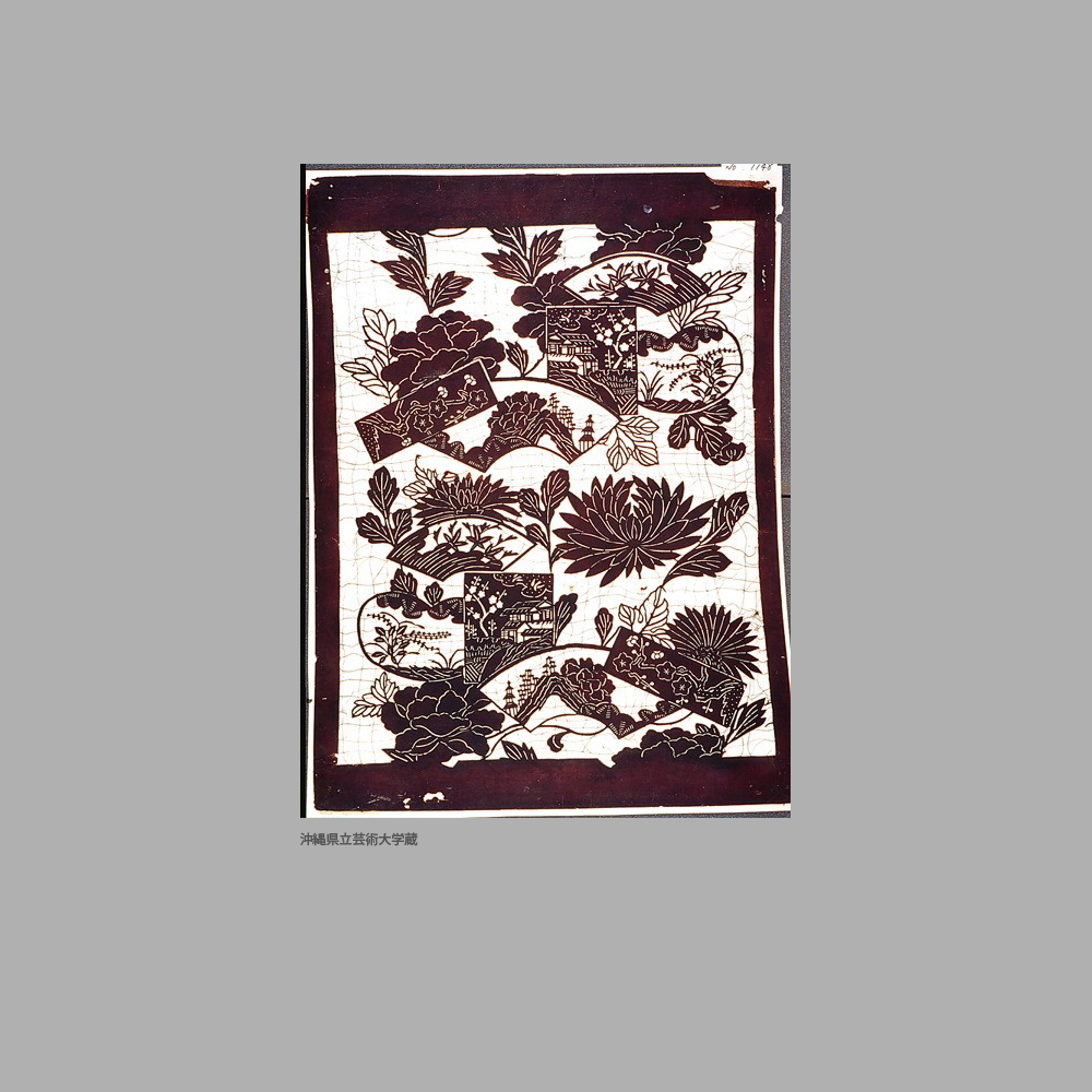 1148 UM2-077	窓絵菊牡丹模様白地型紙