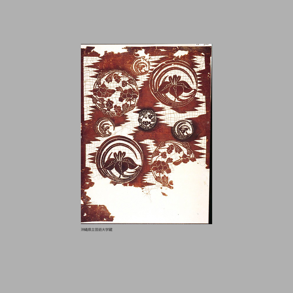 860 UG2-028	稲妻に牡丹菖蒲丸模様白地型紙