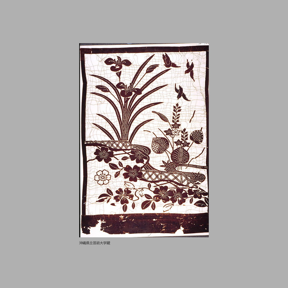 922 UM1-149	垣根菖蒲桜葵模様白地型紙