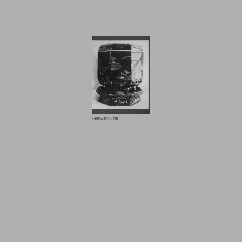 197　黒漆山水人物螺鈿八角食籠と足付盆