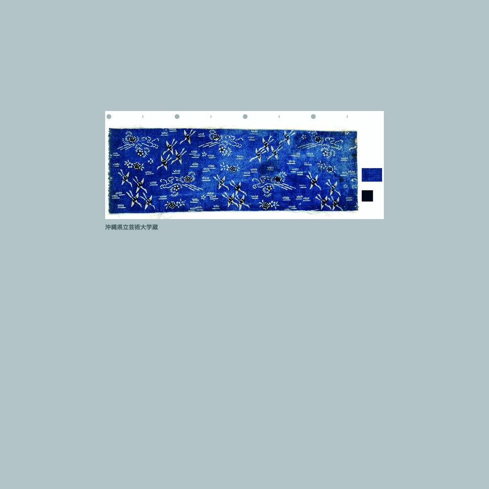 502 木綿深浅地梅松流水雁模様藍型見本