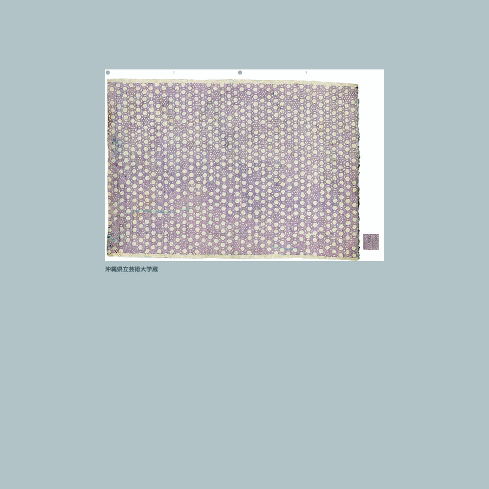 A-03-25 木綿白地小花入り亀甲繋ぎ模様紅型見本