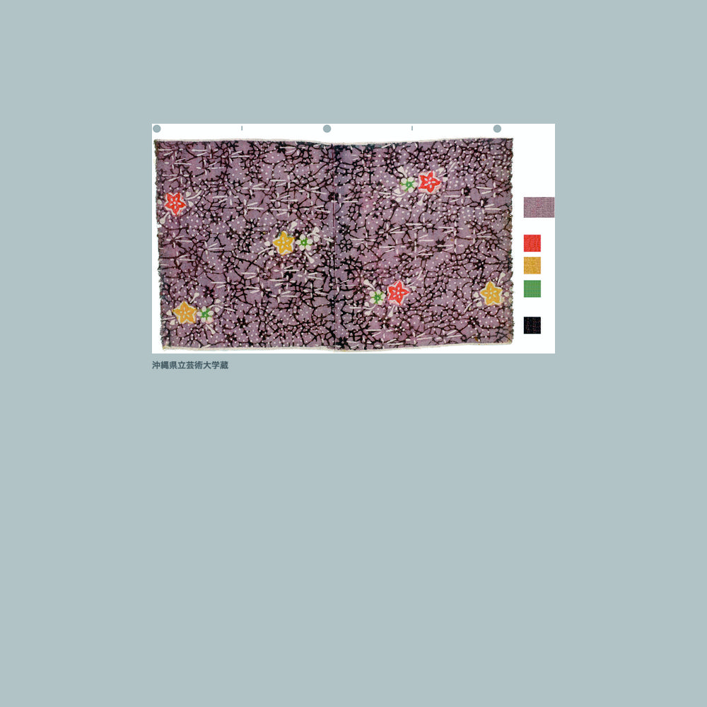 A-03-47 木綿葡萄地桜に梅松葉あられ模様朧型見本