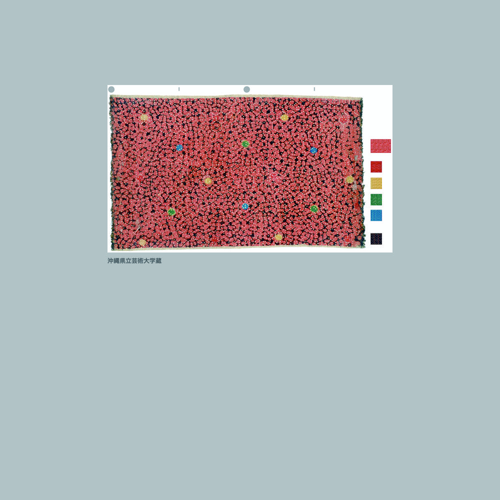 A-03-60 木綿緋色地小花尽くしに小花入り亀甲繋ぎ模様朧型見本